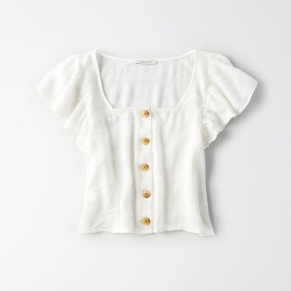 American Eagle white blouse with buttons - Picture 2 of 3